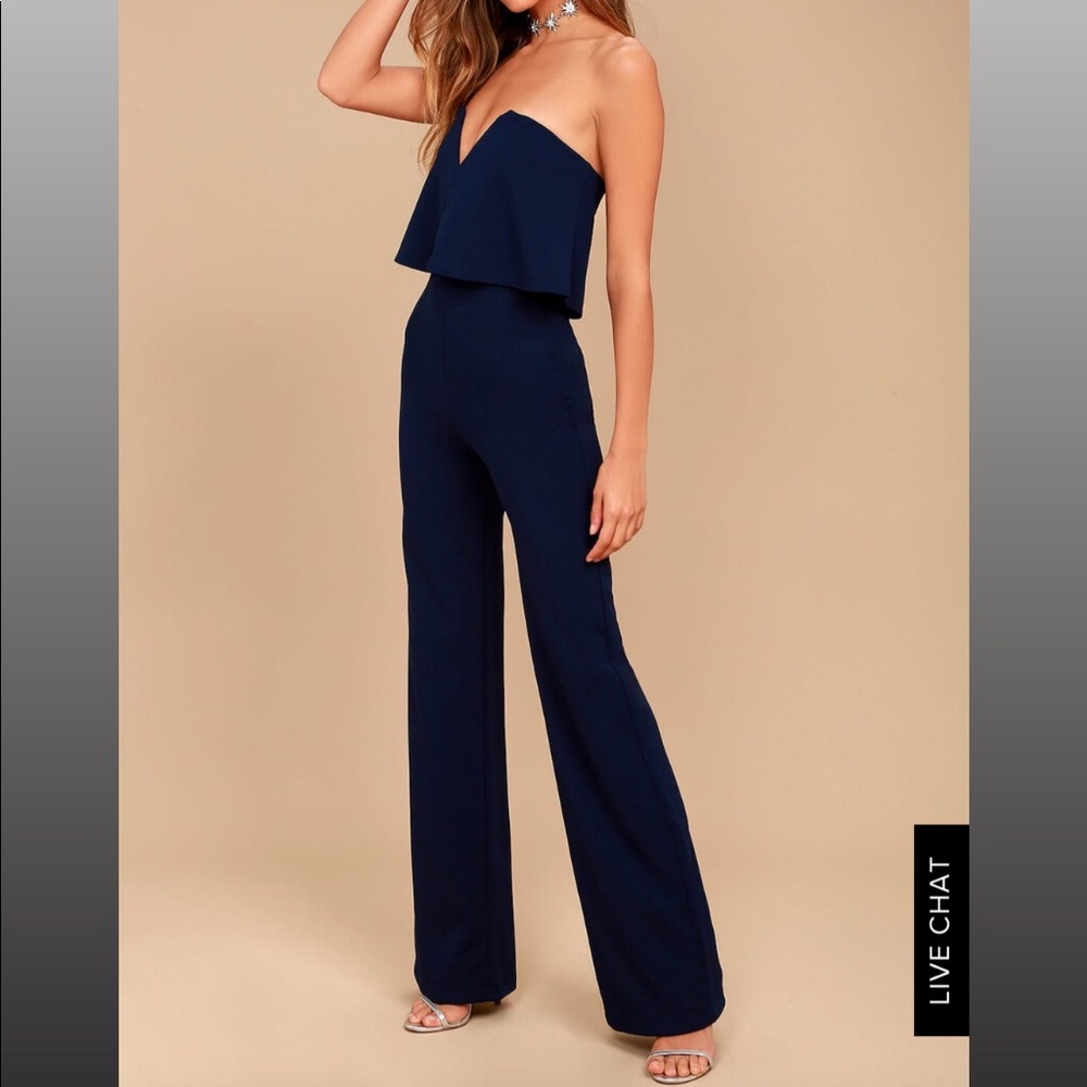 Power of Love NAVY strapless jumpsuit from Lulus